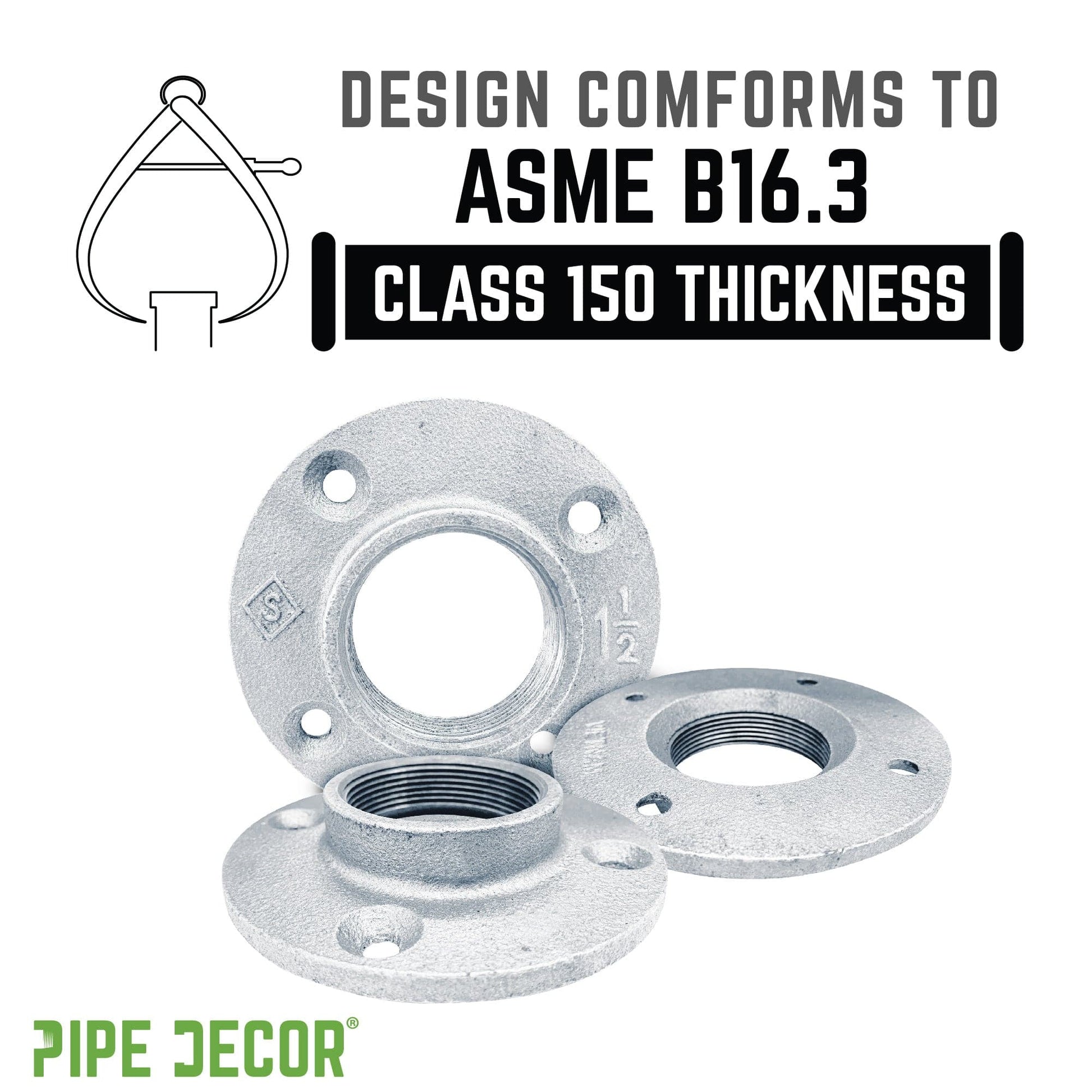 1 1/2 in. Galvanized Iron Floor Flange PIPE DECOR