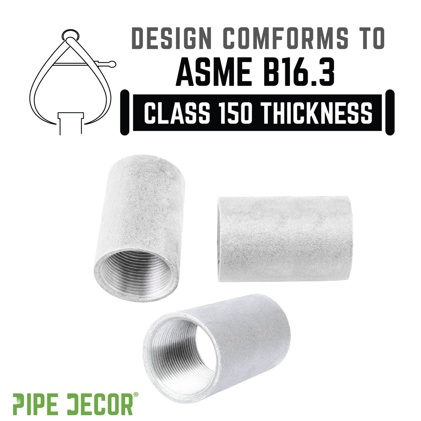 1 1/2 in. Galvanized Steel Merchant Coupling PIPE DECOR