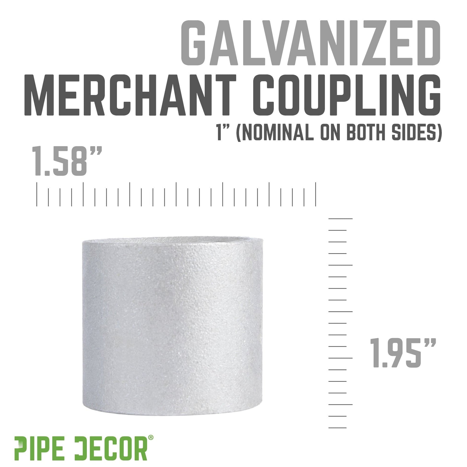 1 in. Galvanized Steel Merchant Coupling PIPE DECOR
