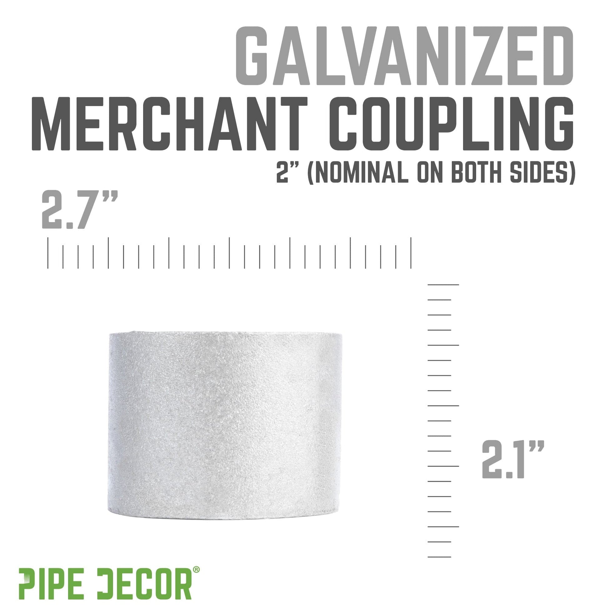 2 in. Galvanized Steel Merchant Coupling PIPE DECOR