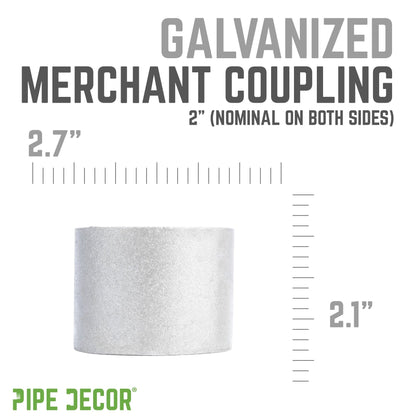 2 in. Galvanized Steel Merchant Coupling PIPE DECOR
