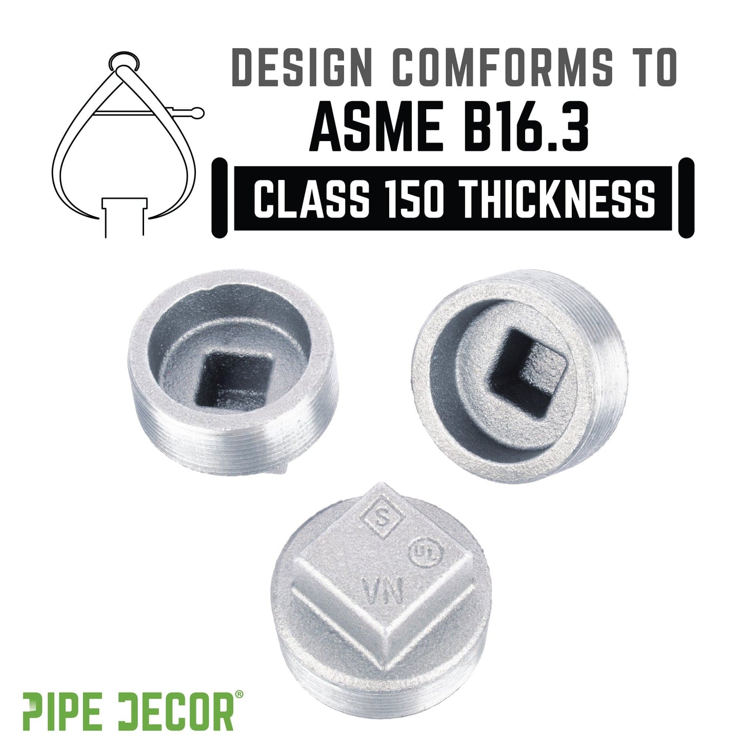 1 1/2 in. Galvanized Iron Plug PIPE DECOR