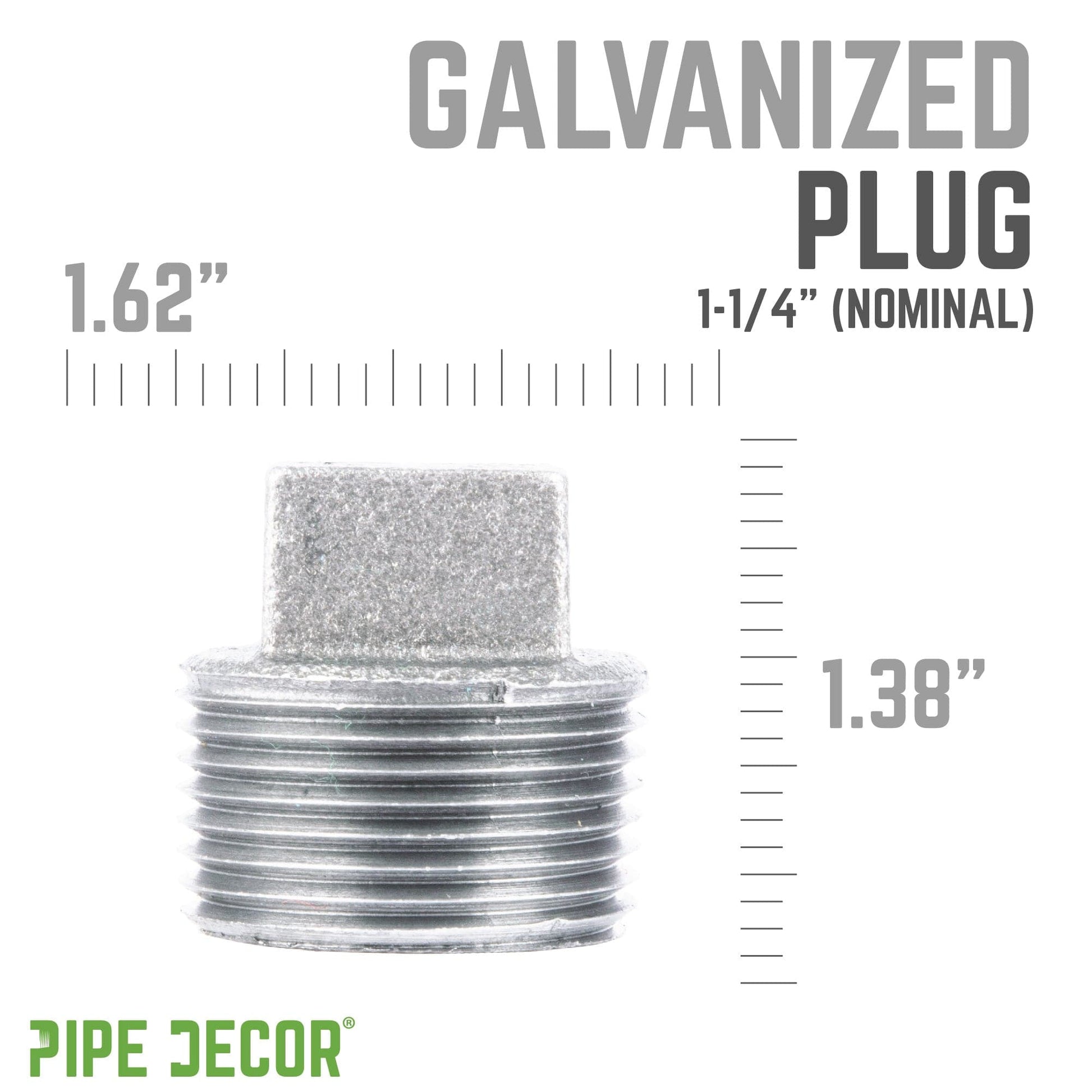1 1/4 in. Galvanized Iron Plug PIPE DECOR