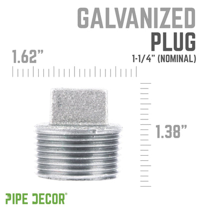 1 1/4 in. Galvanized Iron Plug PIPE DECOR