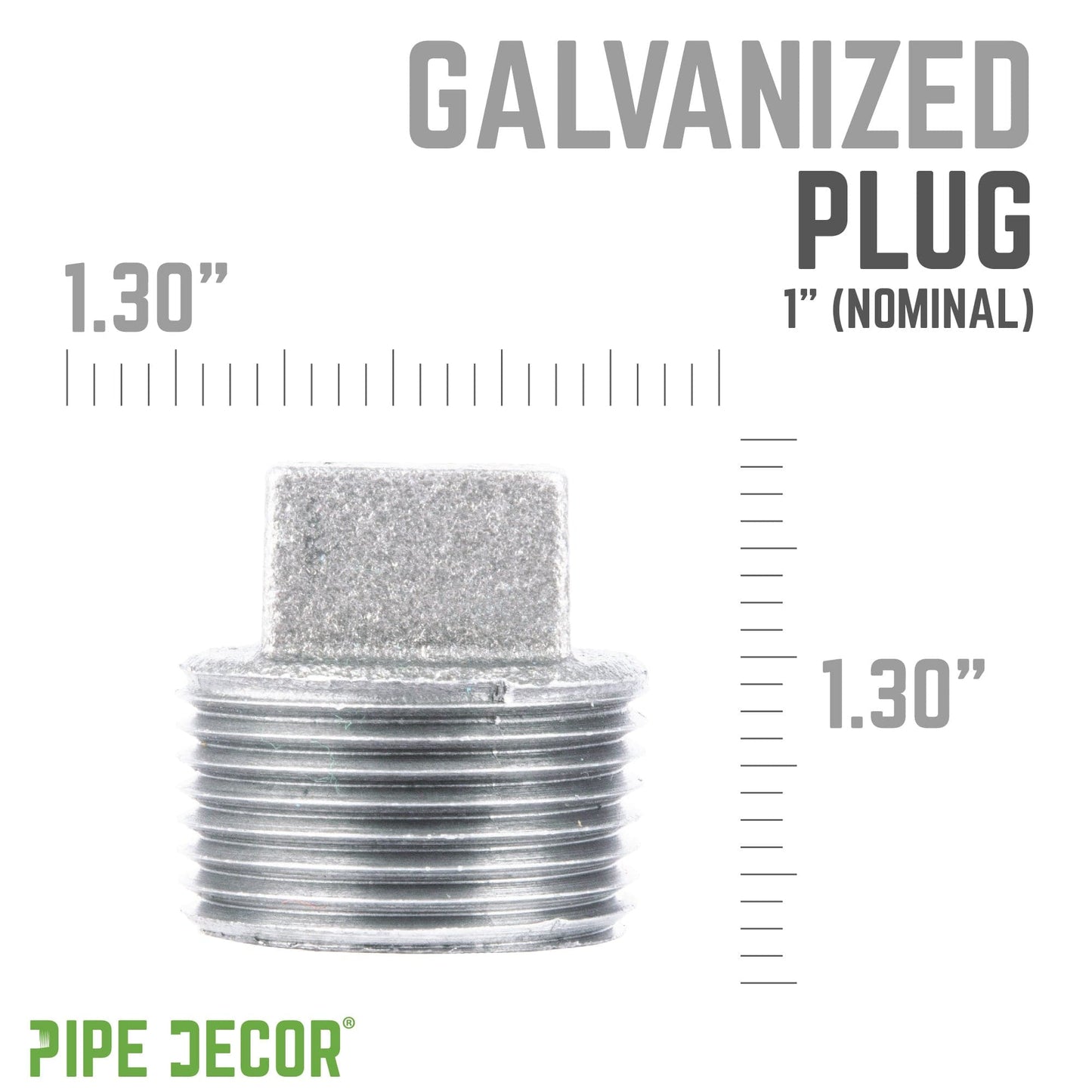 1 in. Galvanized Iron Plug PIPE DECOR