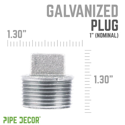 1 in. Galvanized Iron Plug PIPE DECOR
