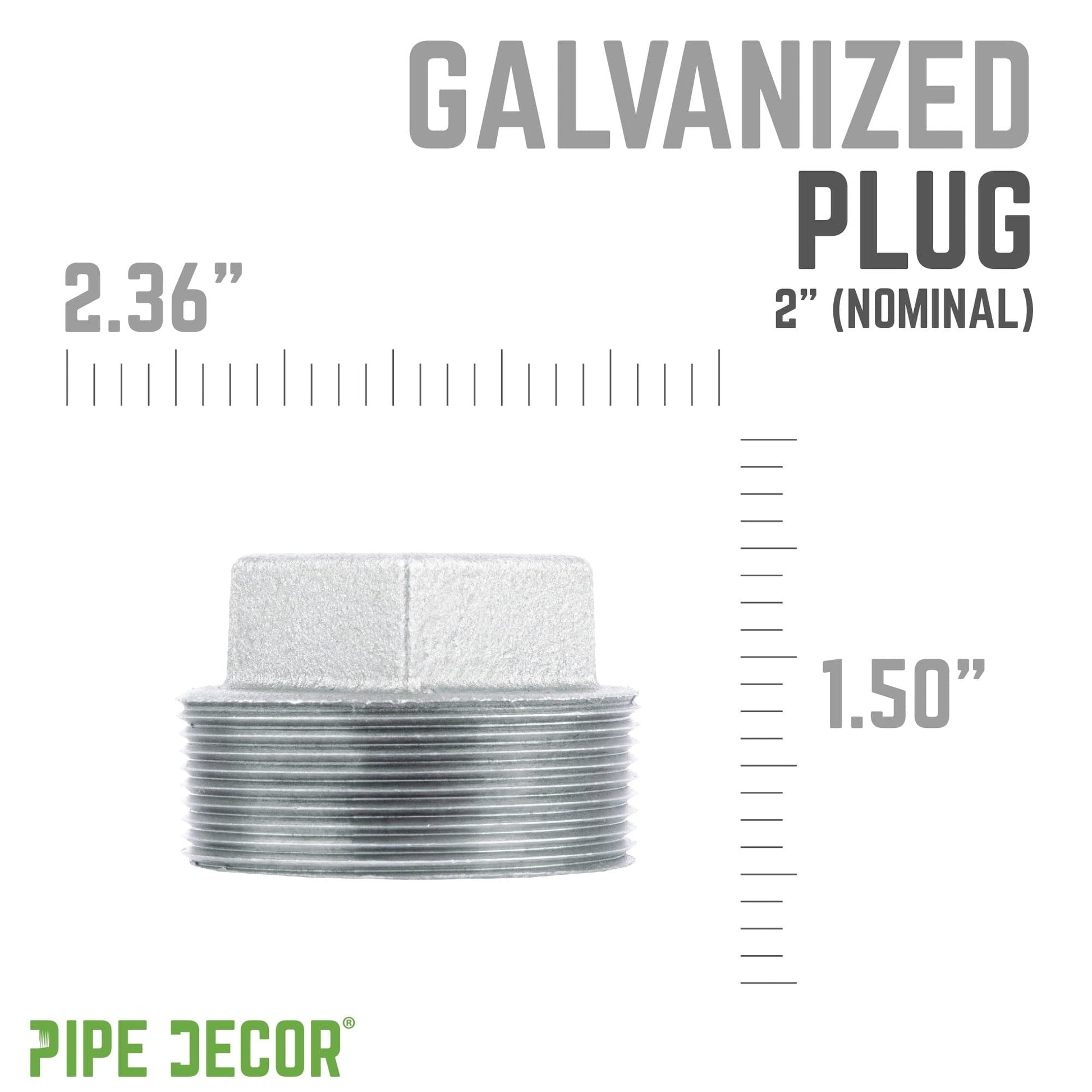 2 in. Galvanized Iron Plug PIPE DECOR