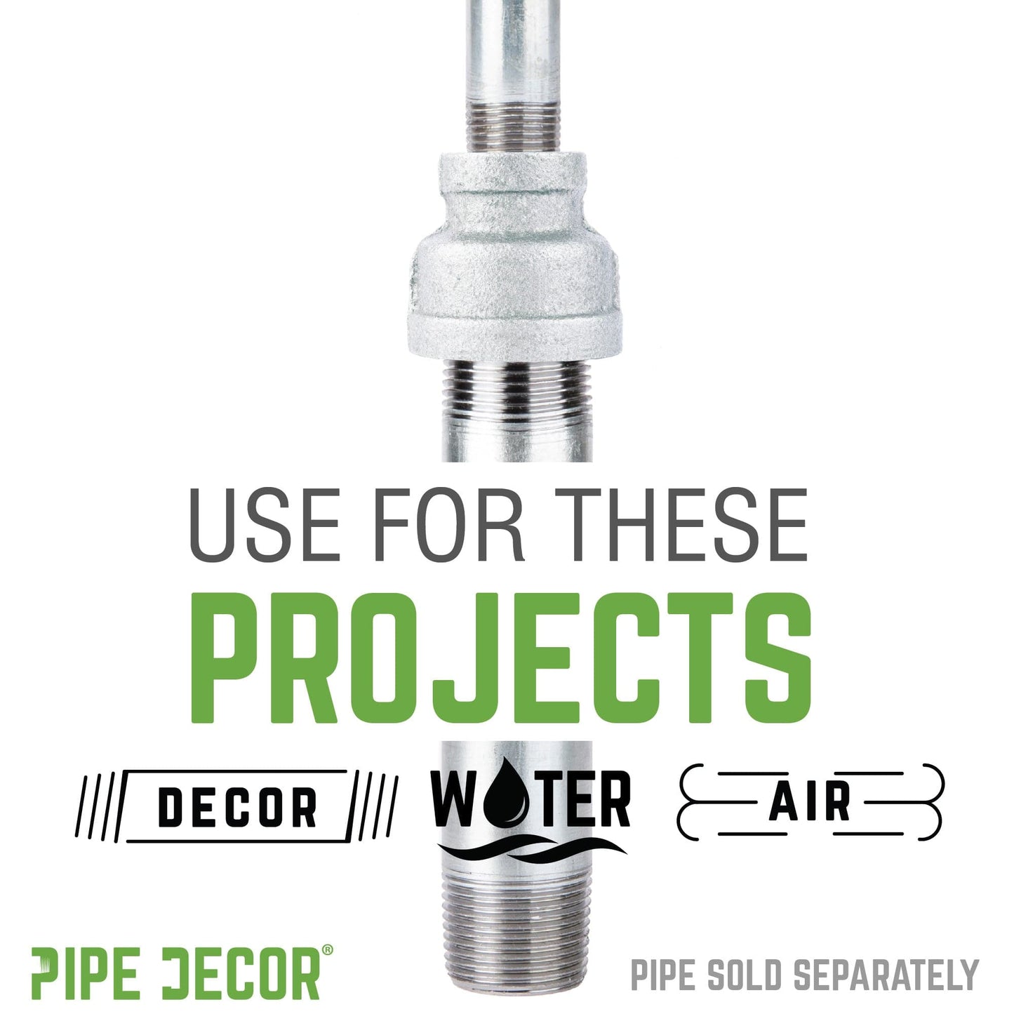 1 1/2 in. x 1/2 in. Galvanized Iron Reducing Coupling PIPE DECOR