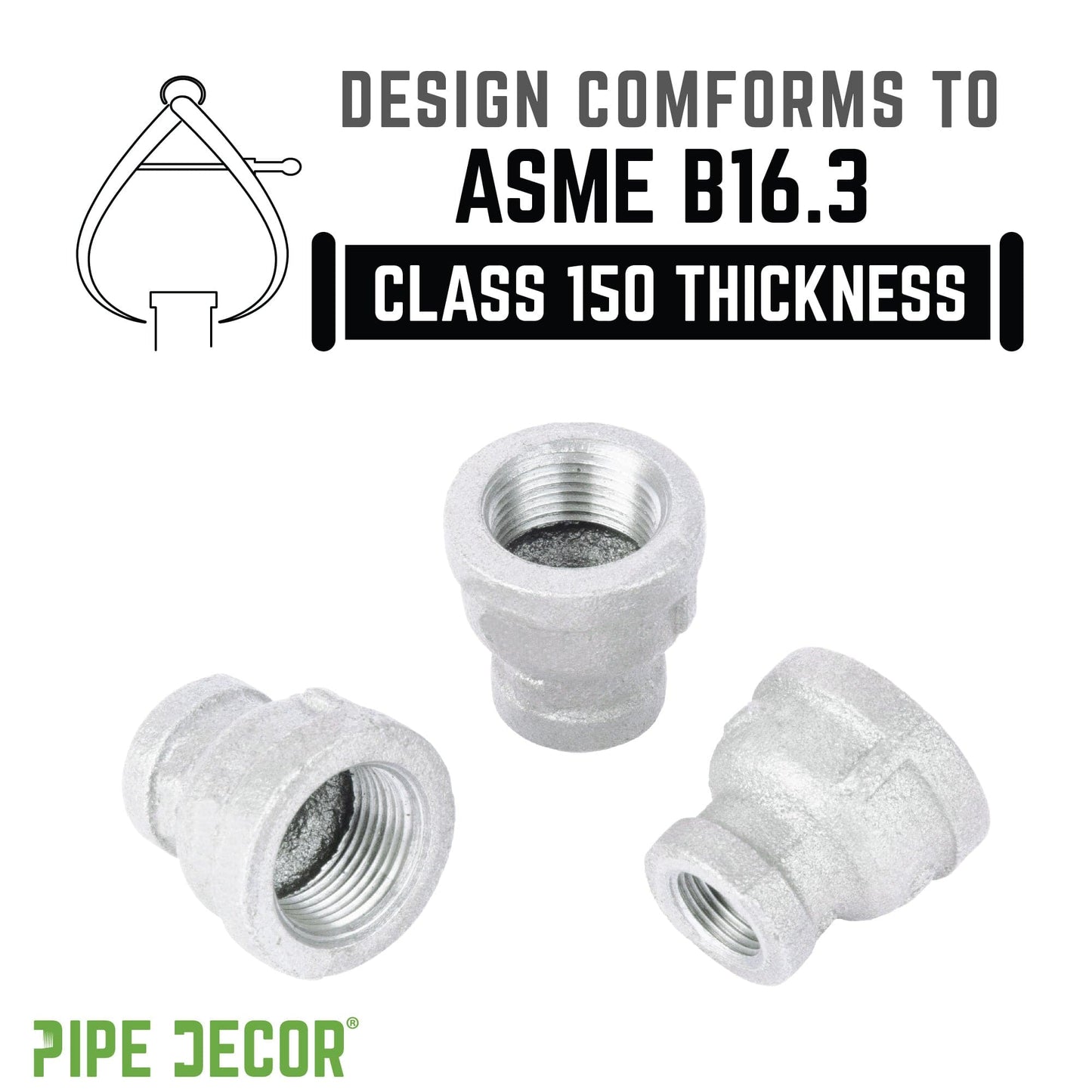 1 1/2 in. x 1 in. Galvanized Iron Reducing Coupling PIPE DECOR