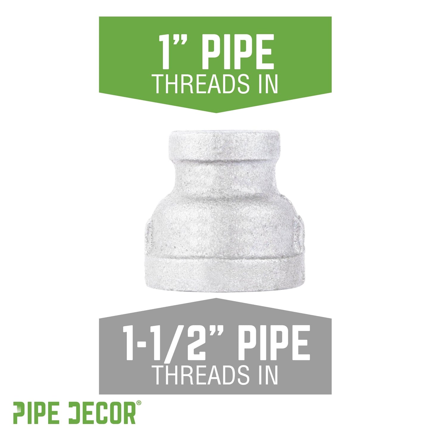 1 1/2 in. x 1 in. Galvanized Iron Reducing Coupling PIPE DECOR