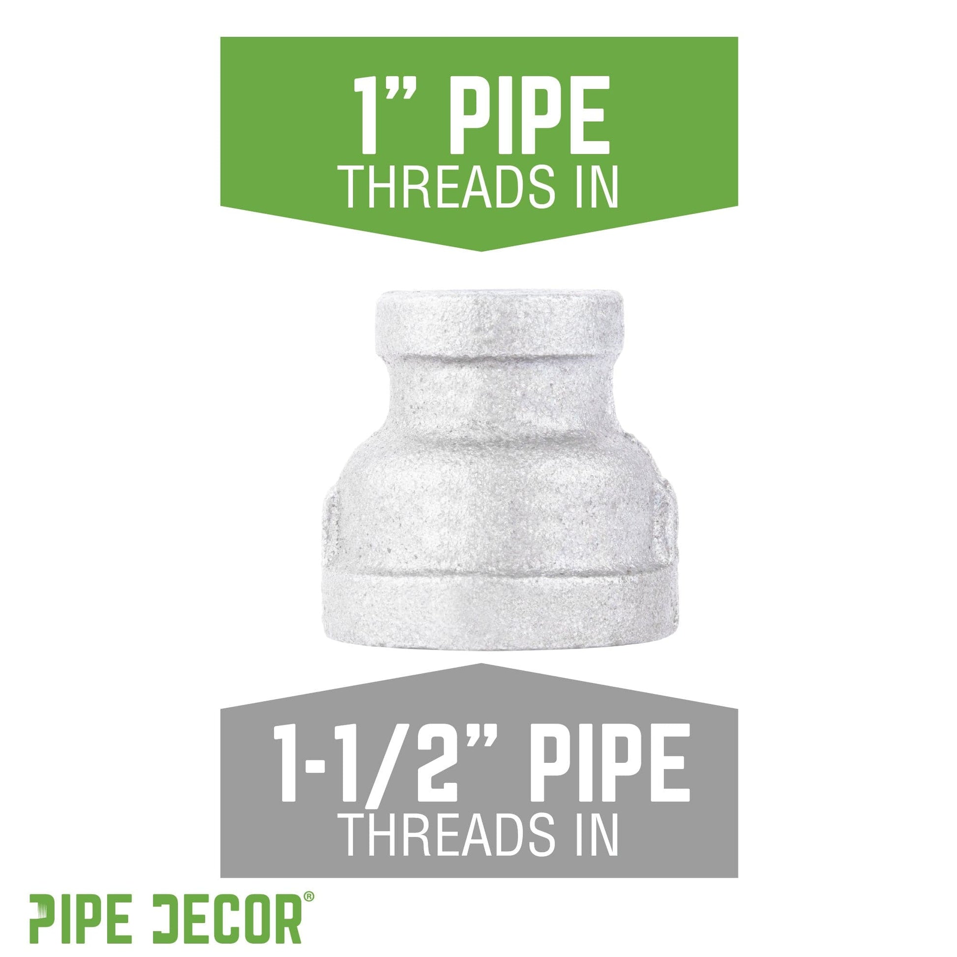 1 1/2 in. x 1 in. Galvanized Iron Reducing Coupling PIPE DECOR