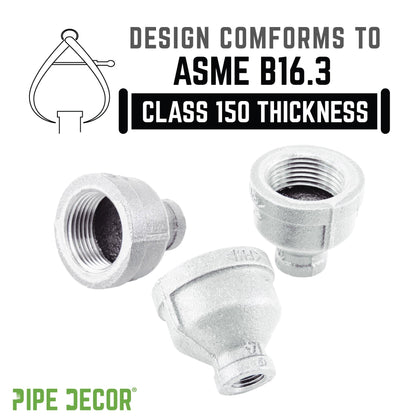 1 1/2 in. x 3/4 in. Galvanized Iron Reducing Coupling PIPE DECOR