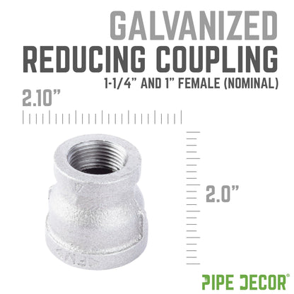 1 1/4 in. x 1 in. Galvanized Iron Reducing Coupling PIPE DECOR