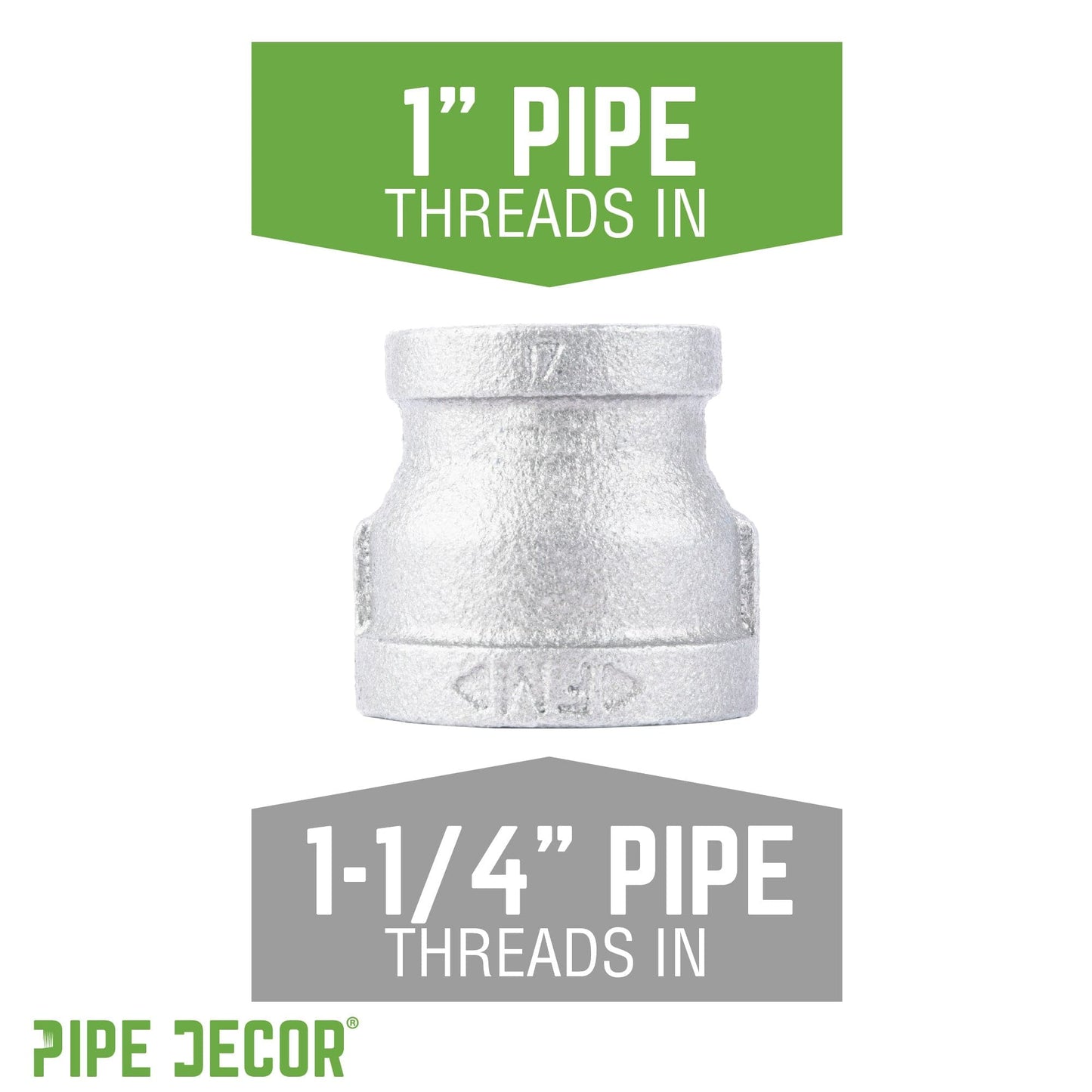 1 1/4 in. x 1 in. Galvanized Iron Reducing Coupling PIPE DECOR