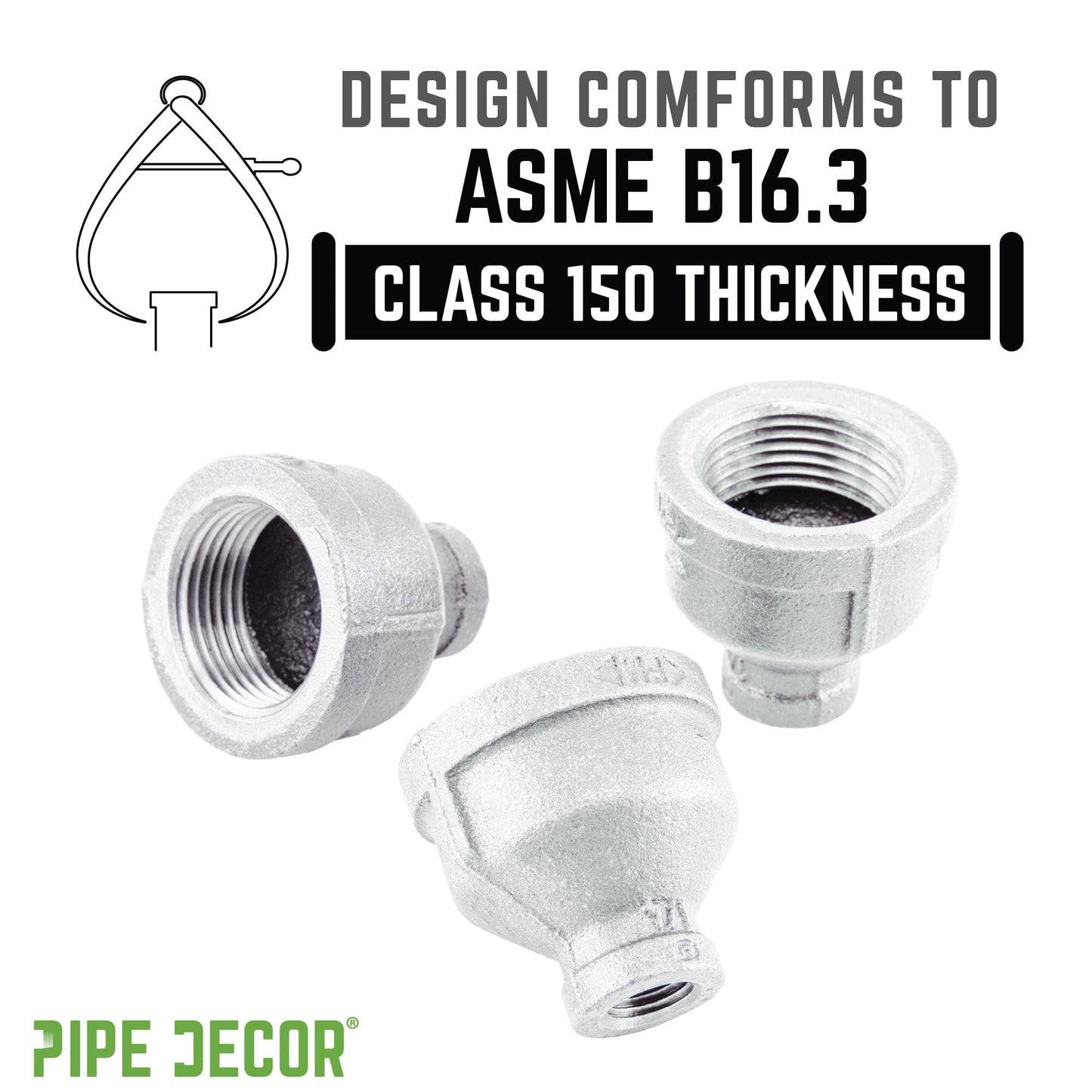 1 1/4 in. x 3/4 Galvanized Iron Reducing Coupling PIPE DECOR