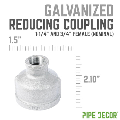 1 1/4 in. x 3/4 Galvanized Iron Reducing Coupling PIPE DECOR