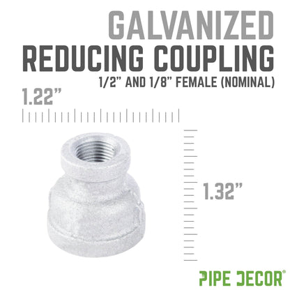 1/2 in. x 1/8 in. Galvanized Iron Reducing Coupling PIPE DECOR