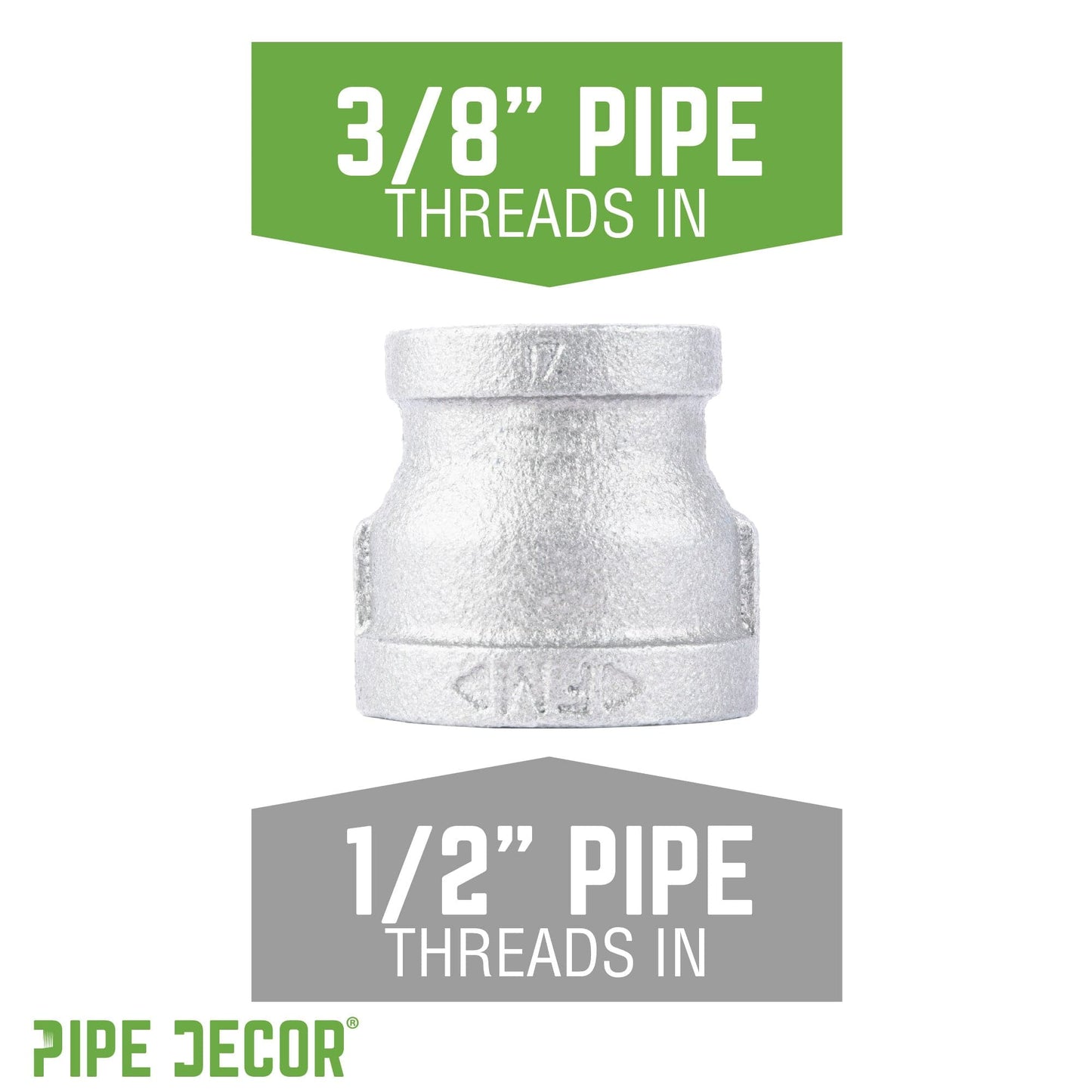 1/2 in. x 3/8 in. Galvanized Iron Reducing Coupling PIPE DECOR