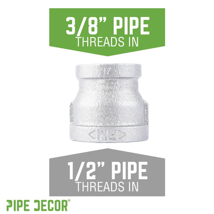 1/2 in. x 3/8 in. Galvanized Iron Reducing Coupling PIPE DECOR