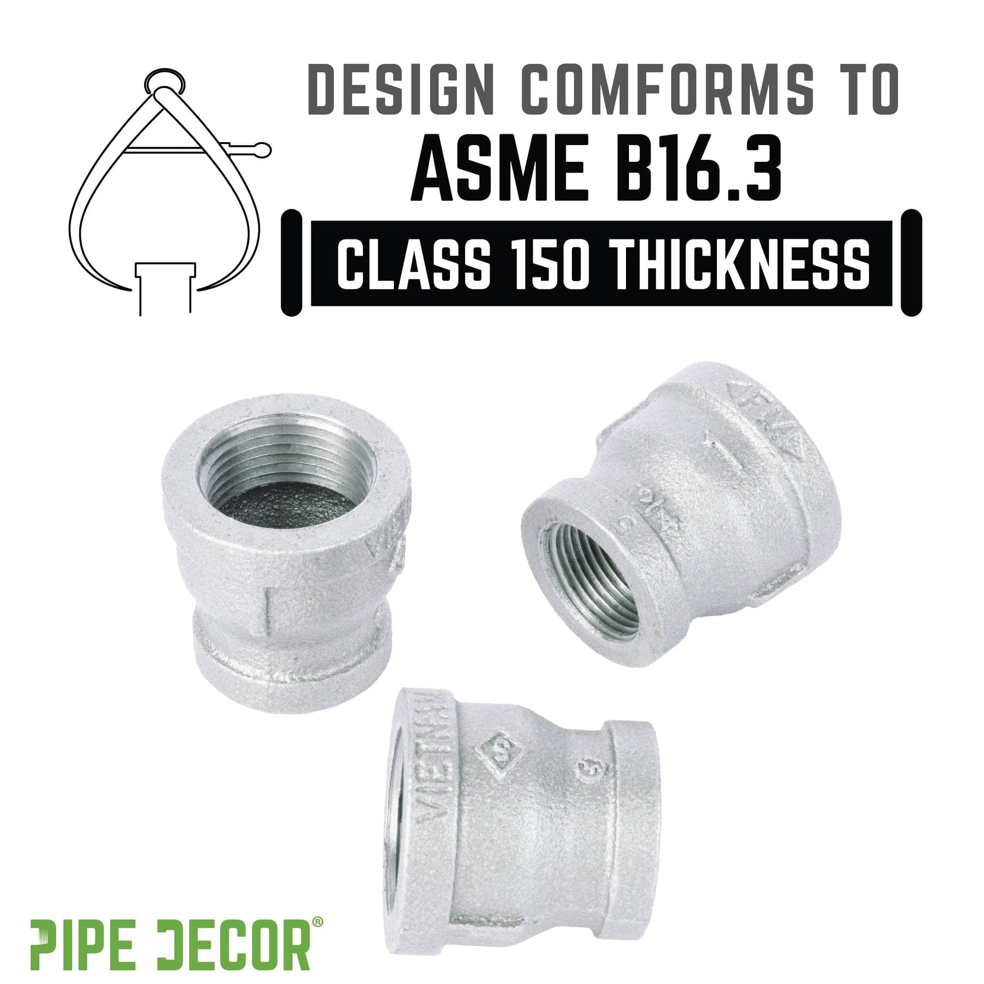 1 in. x 3/4 in. Galvanized Iron Reducing Coupling PIPE DECOR