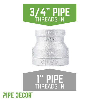 1 in. x 3/4 in. Galvanized Iron Reducing Coupling PIPE DECOR