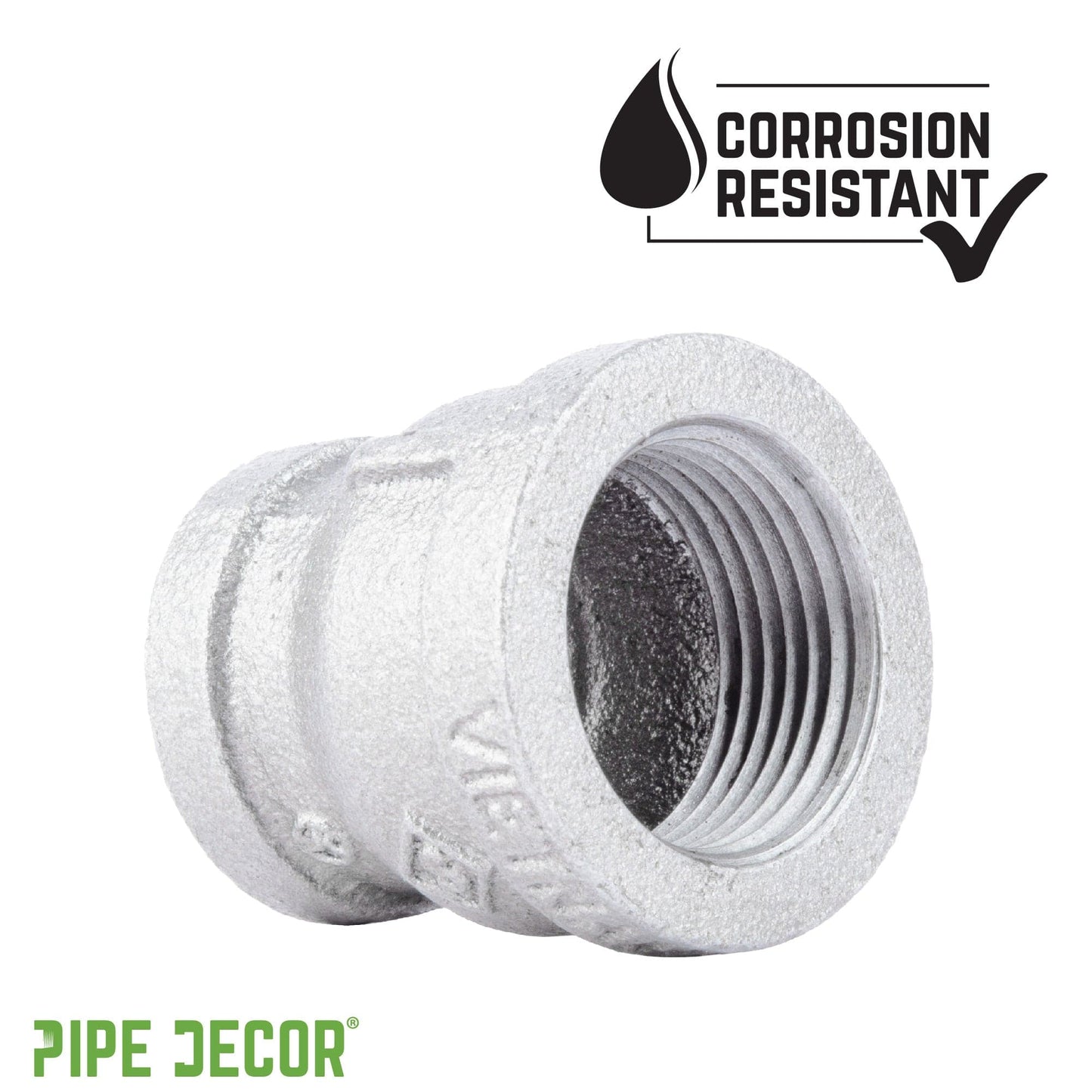 1 in. x 3/4 in. Galvanized Iron Reducing Coupling PIPE DECOR