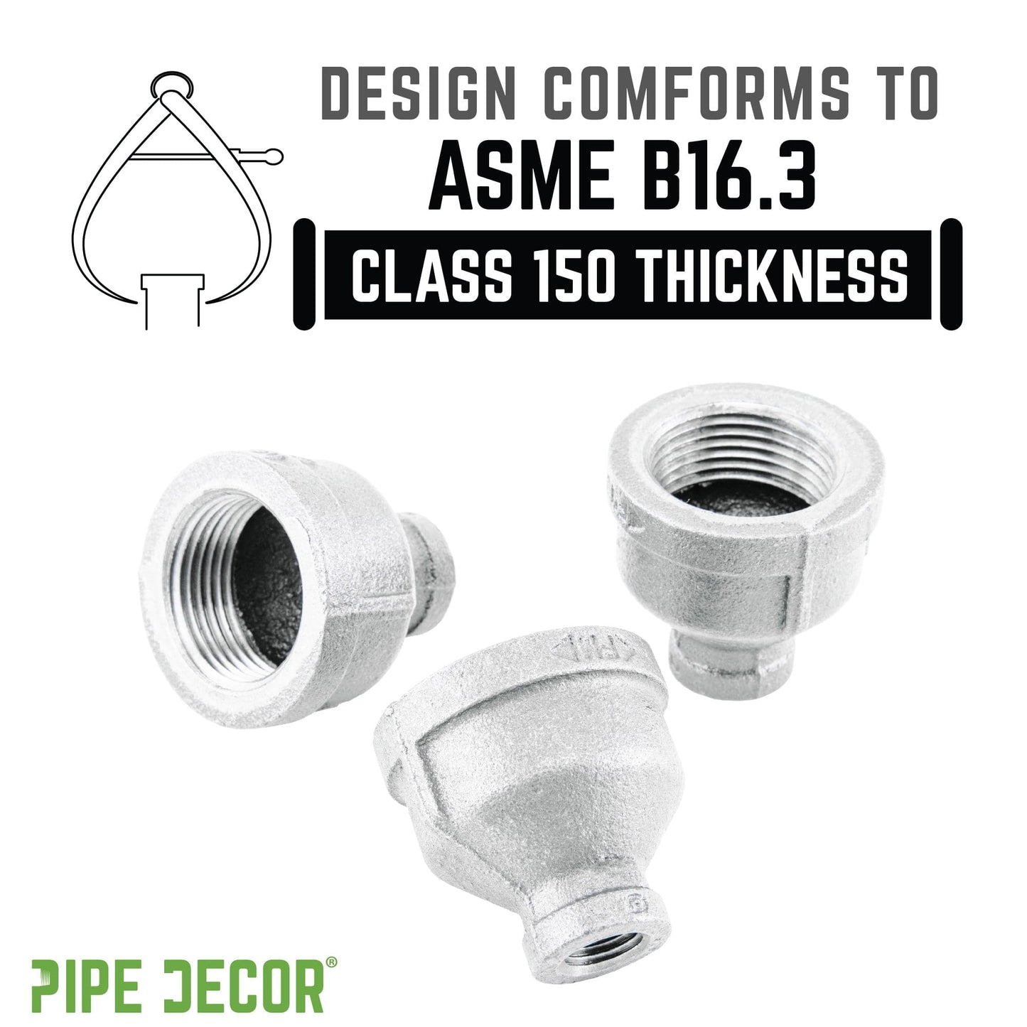 2 in. x 1/2 Galvanized Iron Reducing Coupling PIPE DECOR