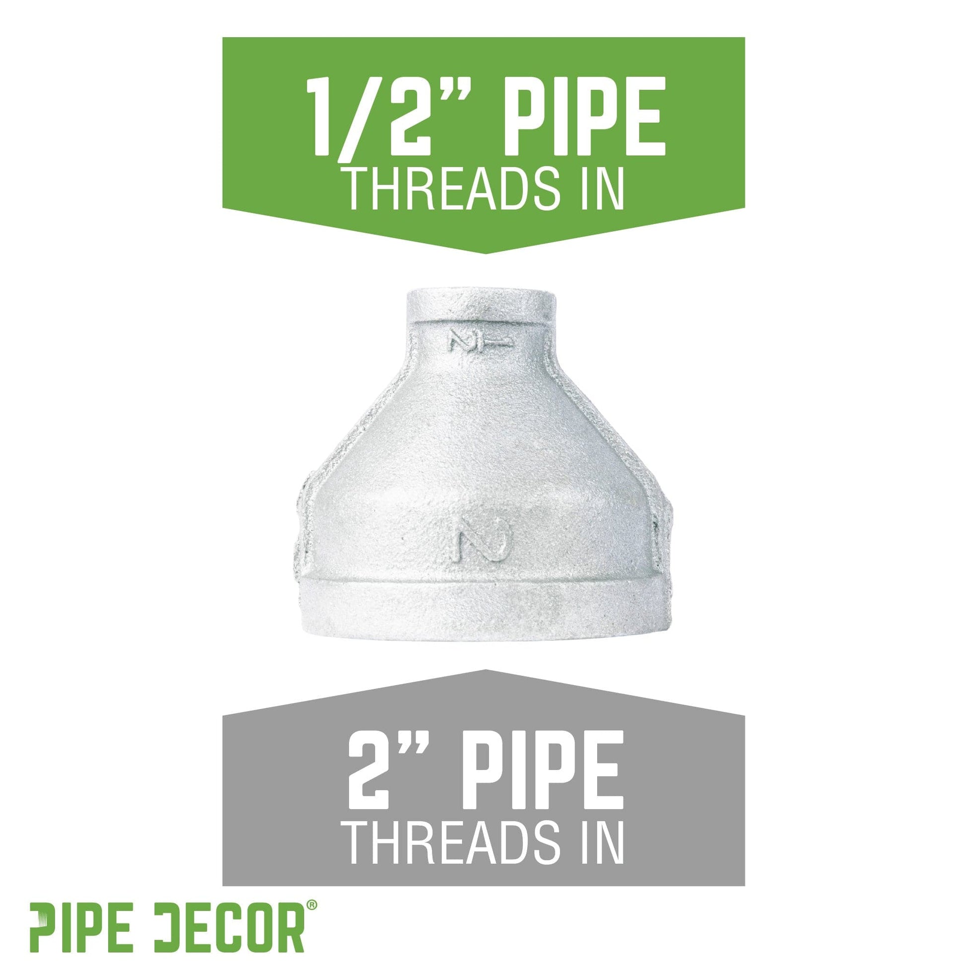 2 in. x 1/2 Galvanized Iron Reducing Coupling PIPE DECOR