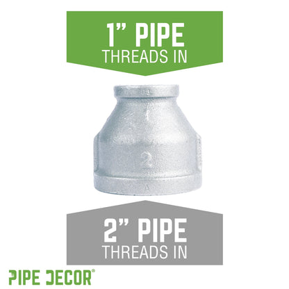 2 in. x  1 in. Galvanized Iron Reducing Coupling PIPE DECOR