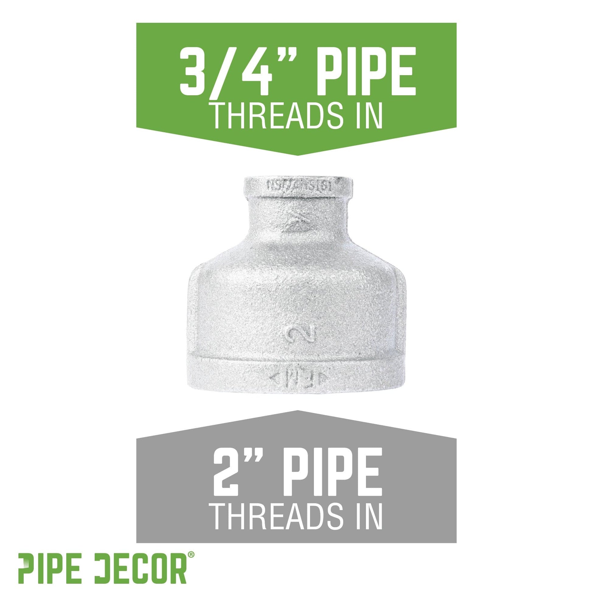 2 in. x 3/4 Galvanized Iron Reducing Coupling PIPE DECOR