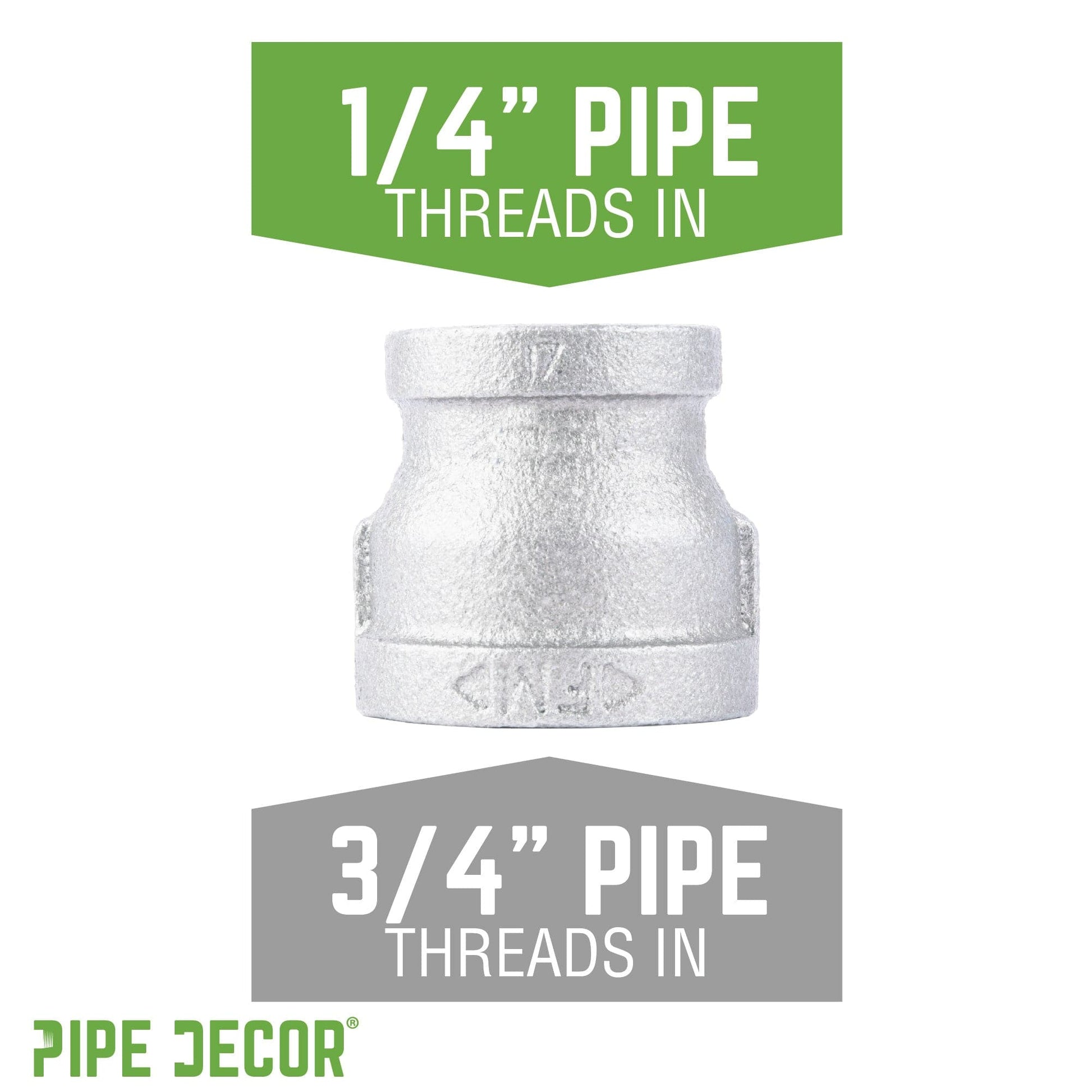 3/4 in. x 1/4 in. Galvanized Iron Reducing Coupling PIPE DECOR