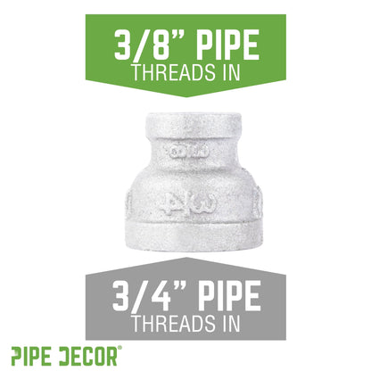 3/4 in. x 3/8 in. Galvanized Iron Reducing Coupling PIPE DECOR