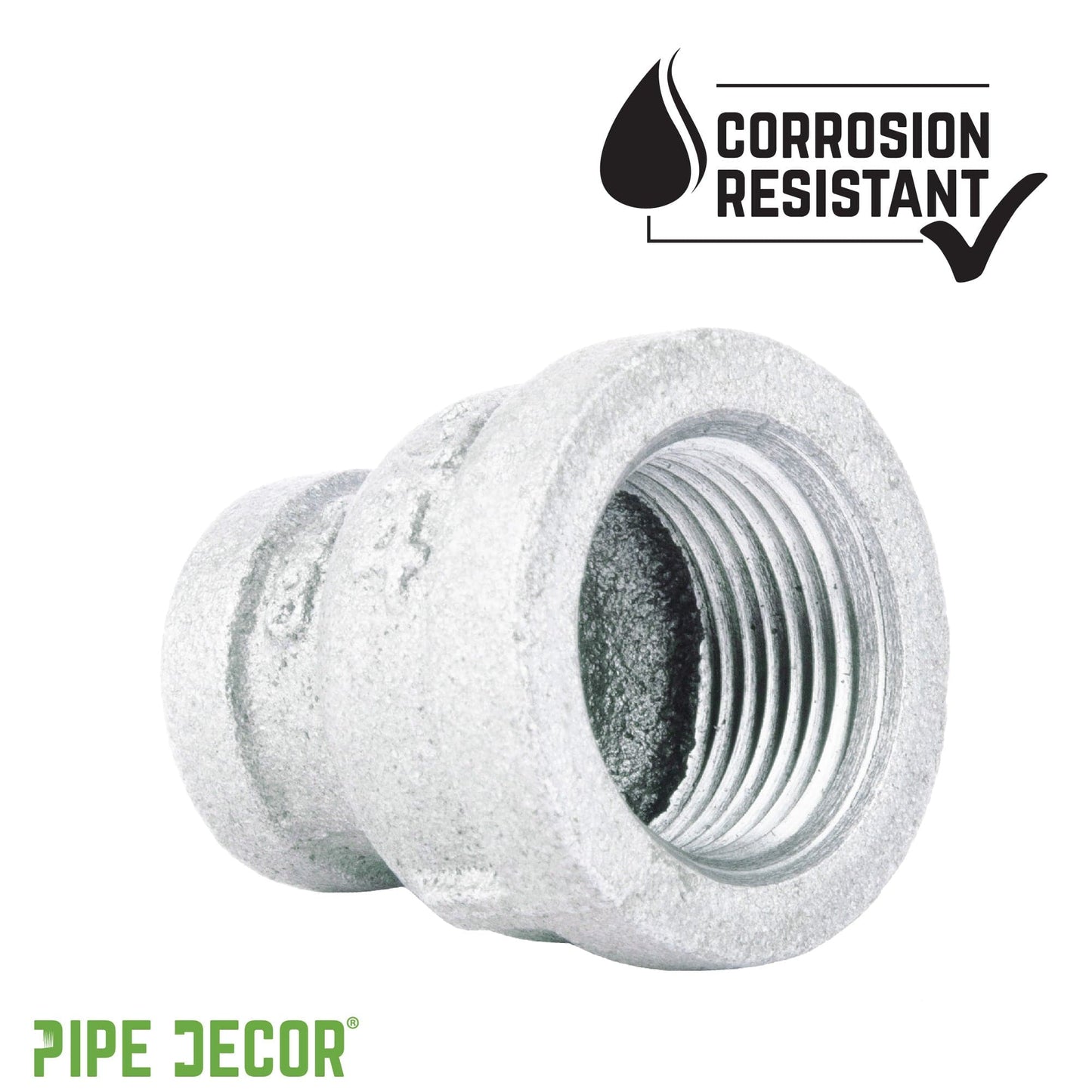 3/4 in. x 3/8 in. Galvanized Iron Reducing Coupling PIPE DECOR