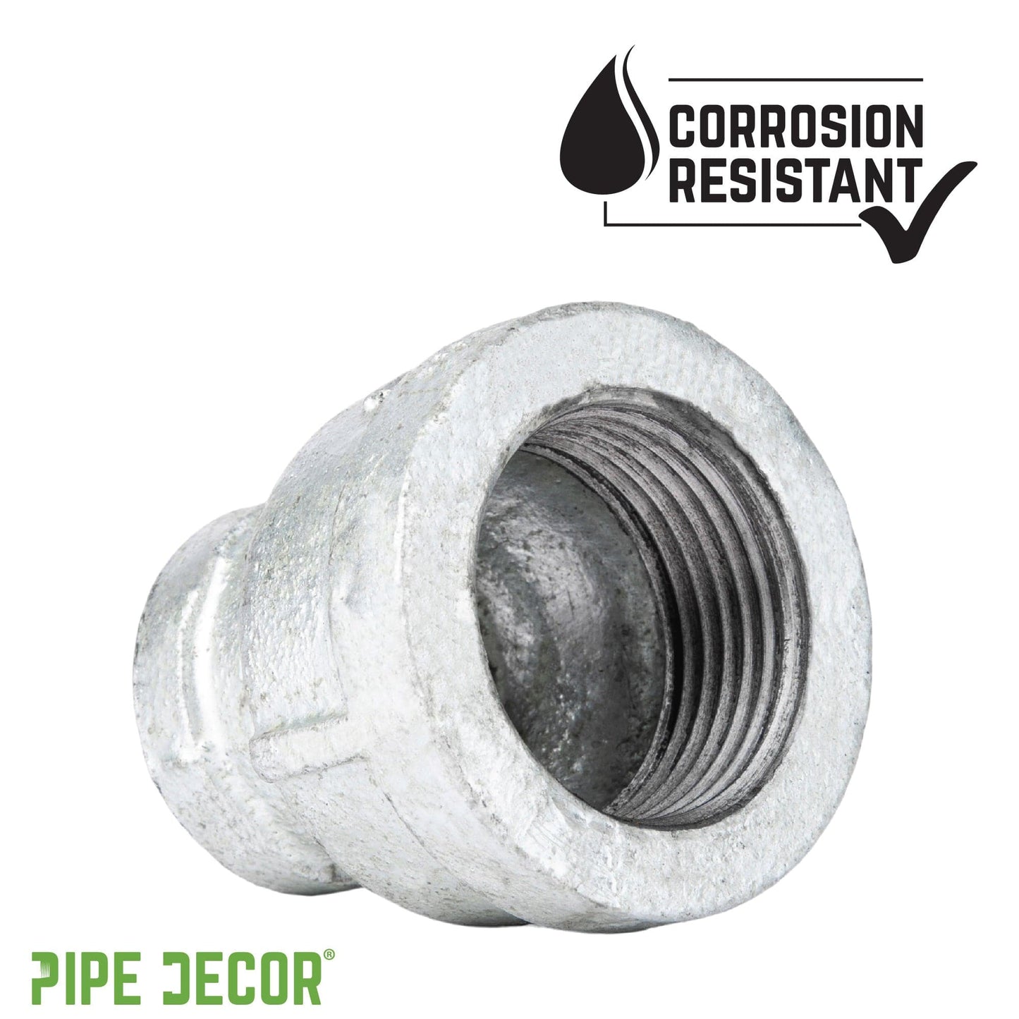 1 in. x 1/2 in. Galvanized Iron Reducing Coupling PIPE DECOR