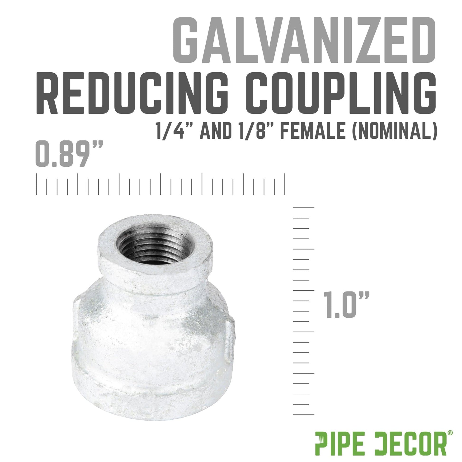 1/4 in. x 1/8 in. Galvanized Iron Reducing Coupling PIPE DECOR