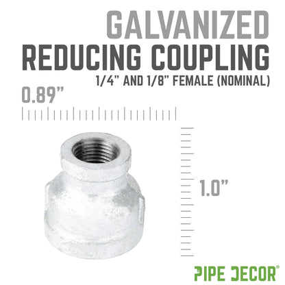 1/4 in. x 1/8 in. Galvanized Iron Reducing Coupling PIPE DECOR
