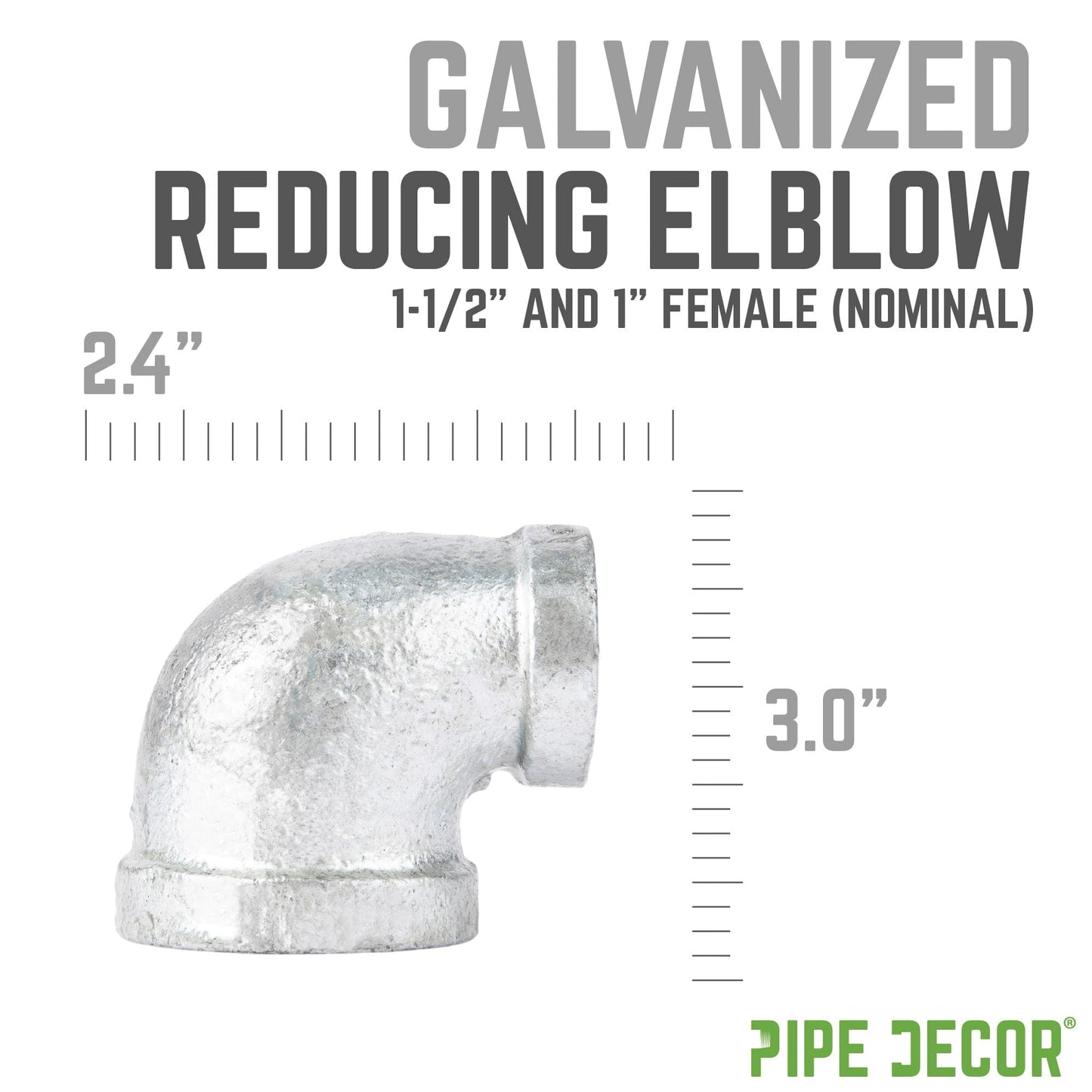1 1/2 in. x 1 in. Galvanized Iron Reducing Elbow PIPE DECOR