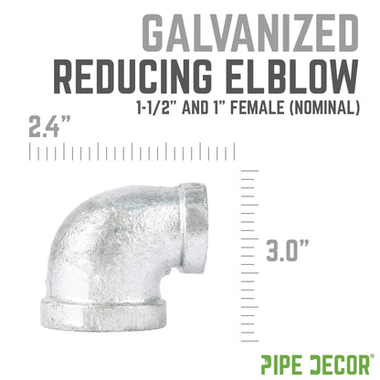 1 1/2 in. x 1 in. Galvanized Iron Reducing Elbow PIPE DECOR