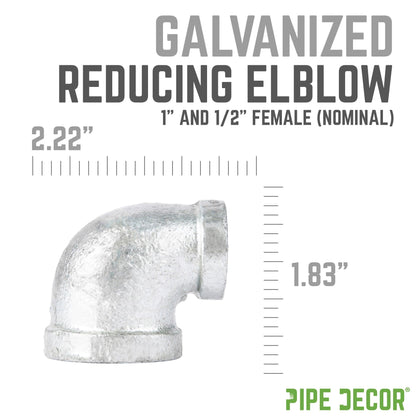 1 in. x 1/2 in. Galvanized Iron Reducing Elbow PIPE DECOR