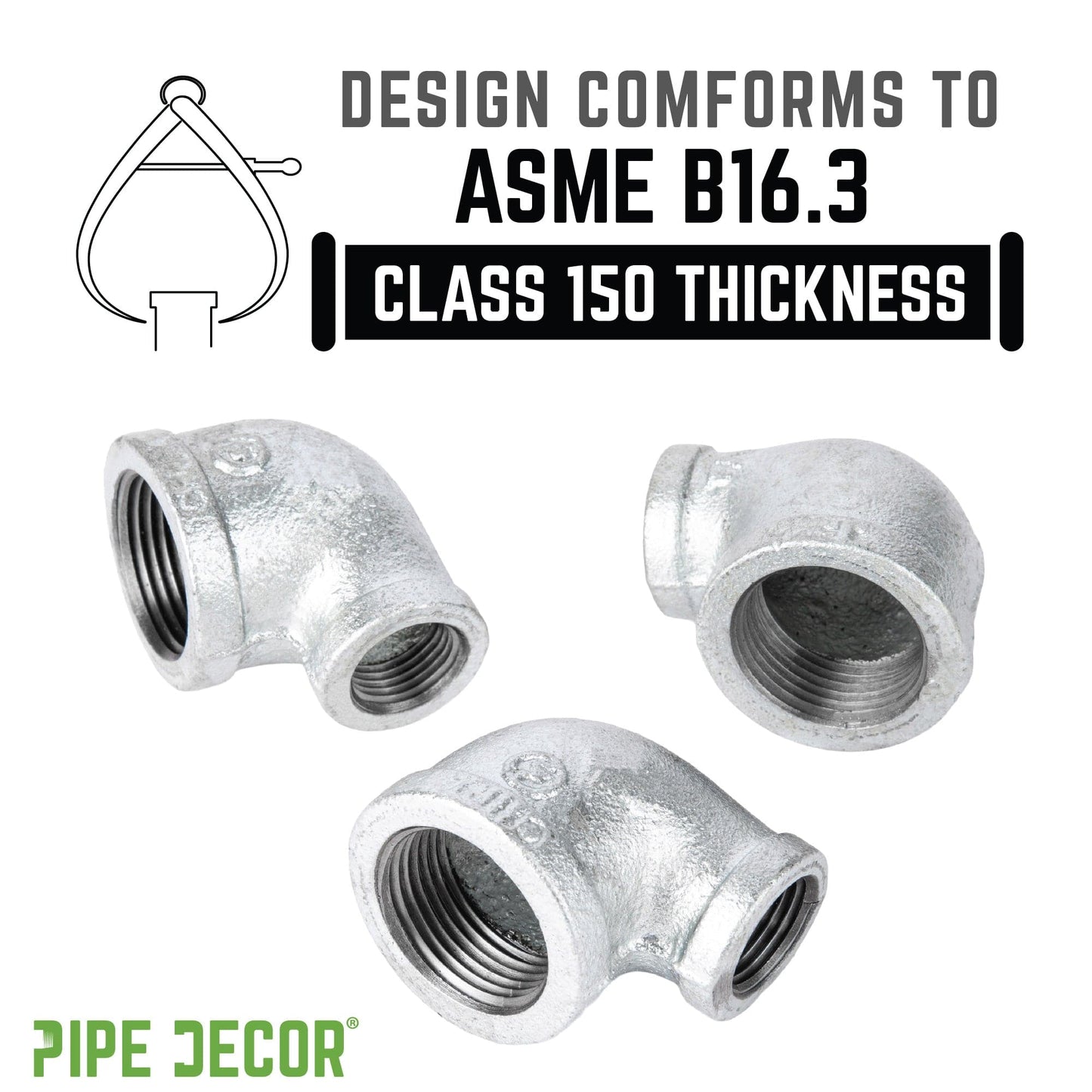 1 1/4 in. x 1 in. Galvanized Iron Reducing Elbow PIPE DECOR