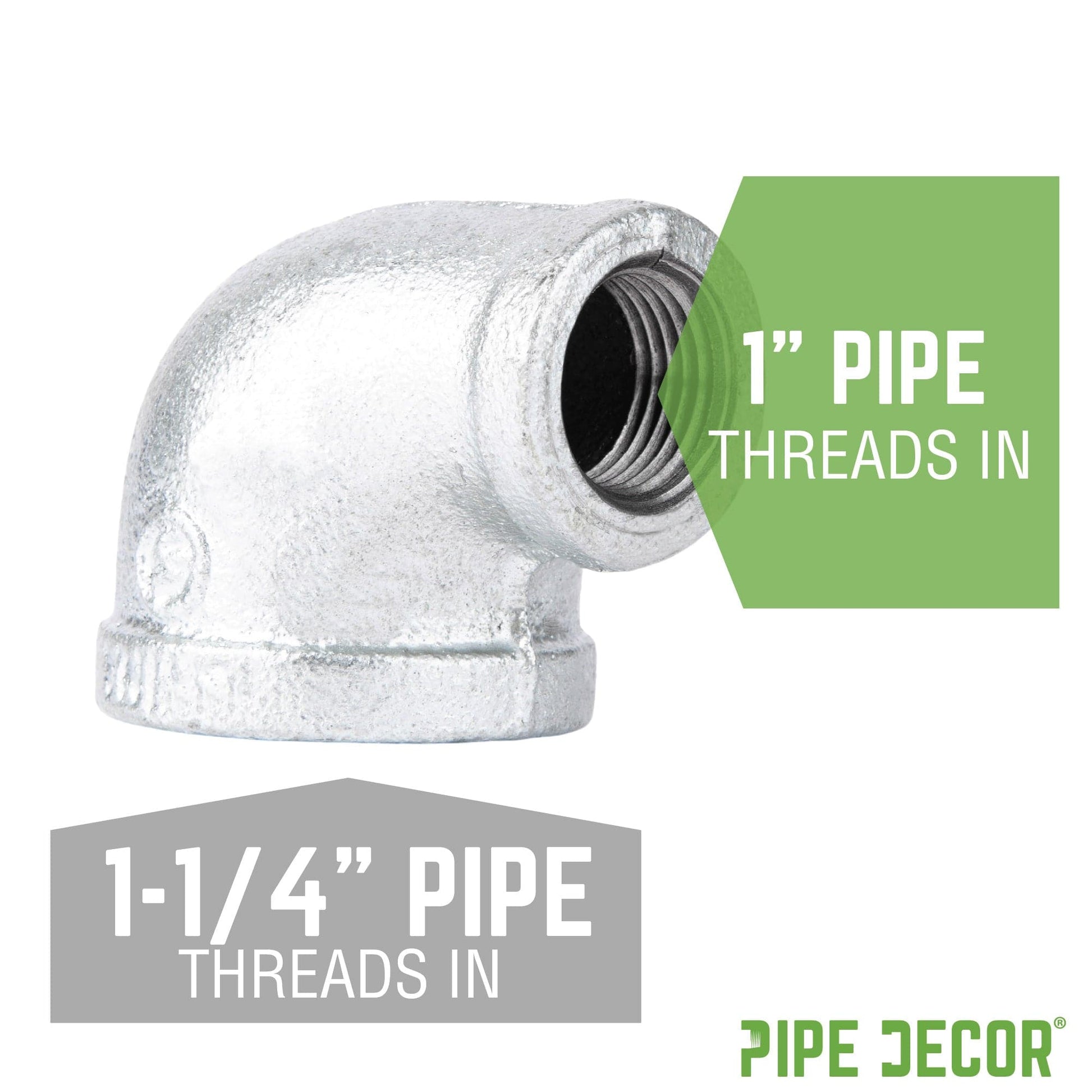 1 1/4 in. x 1 in. Galvanized Iron Reducing Elbow PIPE DECOR