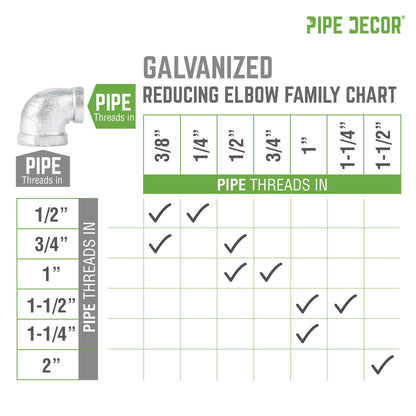 1 1/4 in. x 1 in. Galvanized Iron Reducing Elbow PIPE DECOR
