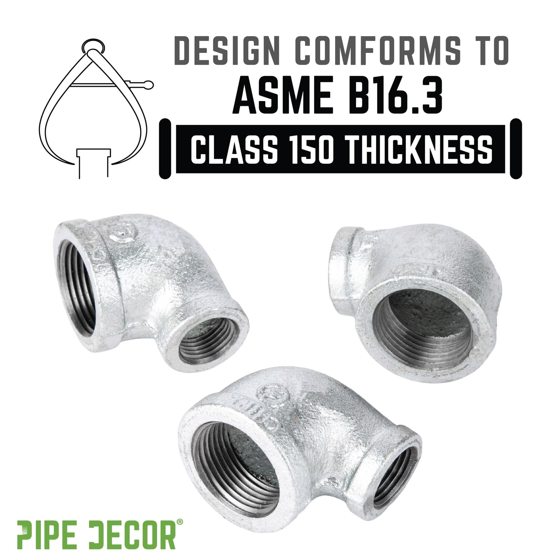 1/2 in. x 1/4 in. Galvanized Iron Reducing Elbow PIPE DECOR