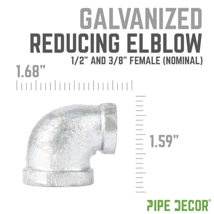 1/2 in. x 3/8 in. Galvanized Iron Reducing Elbow PIPE DECOR