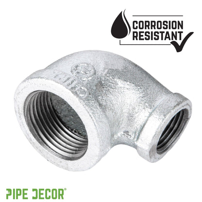 2 in. x 1 1/2 in. Galvanized Iron Reducing Elbow PIPE DECOR