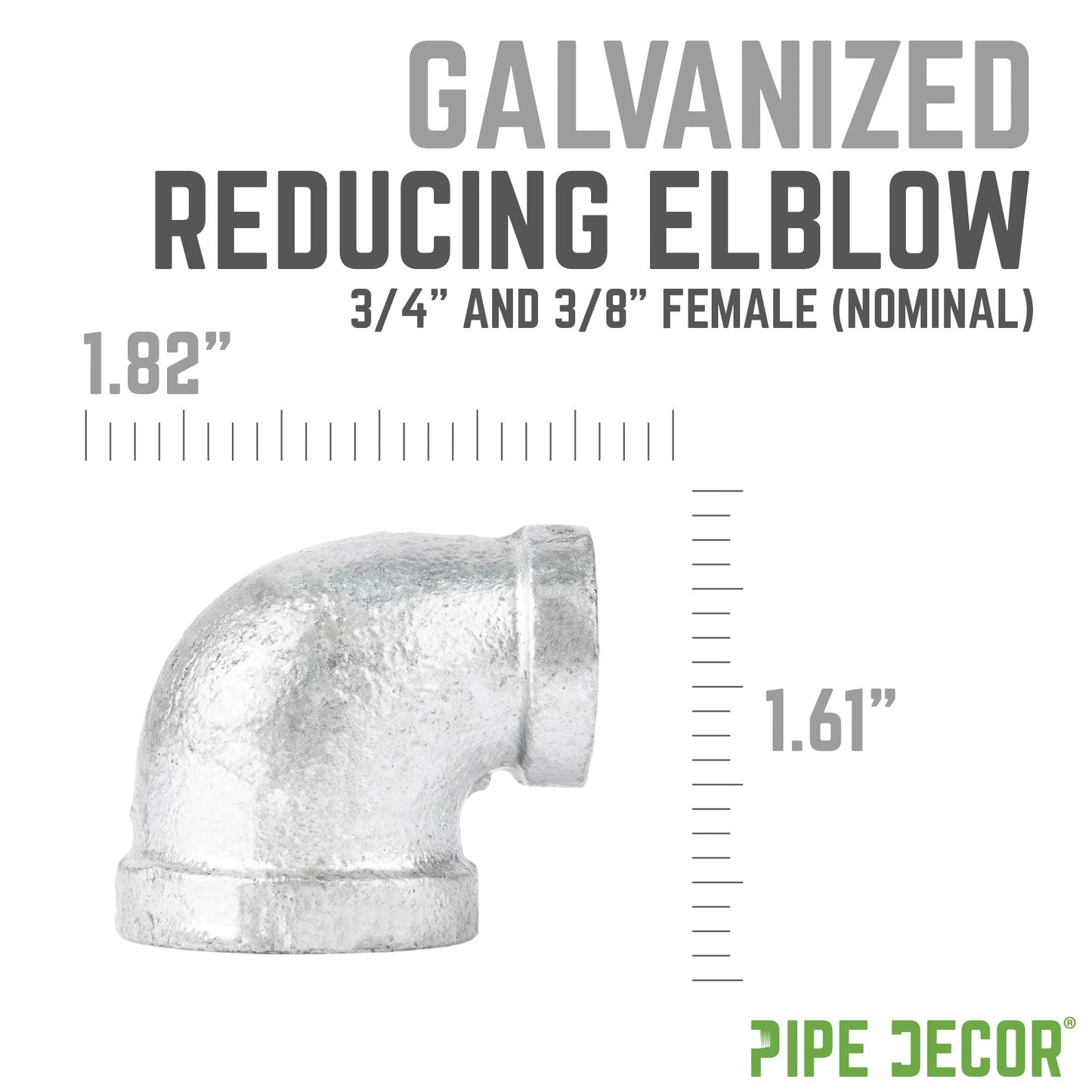 3/4 in. x 3/8 in. Galvanized Iron Reducing Elbow PIPE DECOR