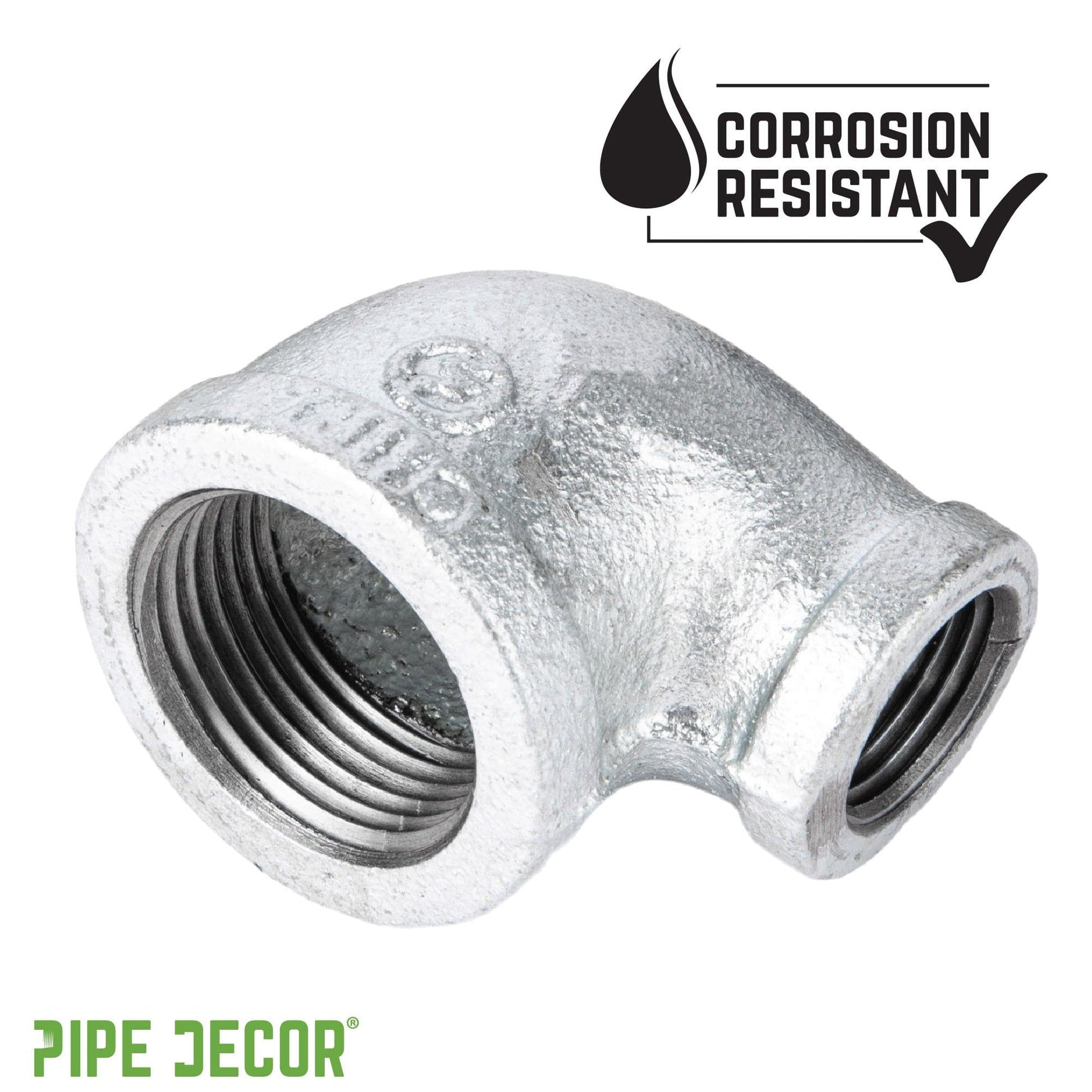 3/4 in. x 3/8 in. Galvanized Iron Reducing Elbow PIPE DECOR