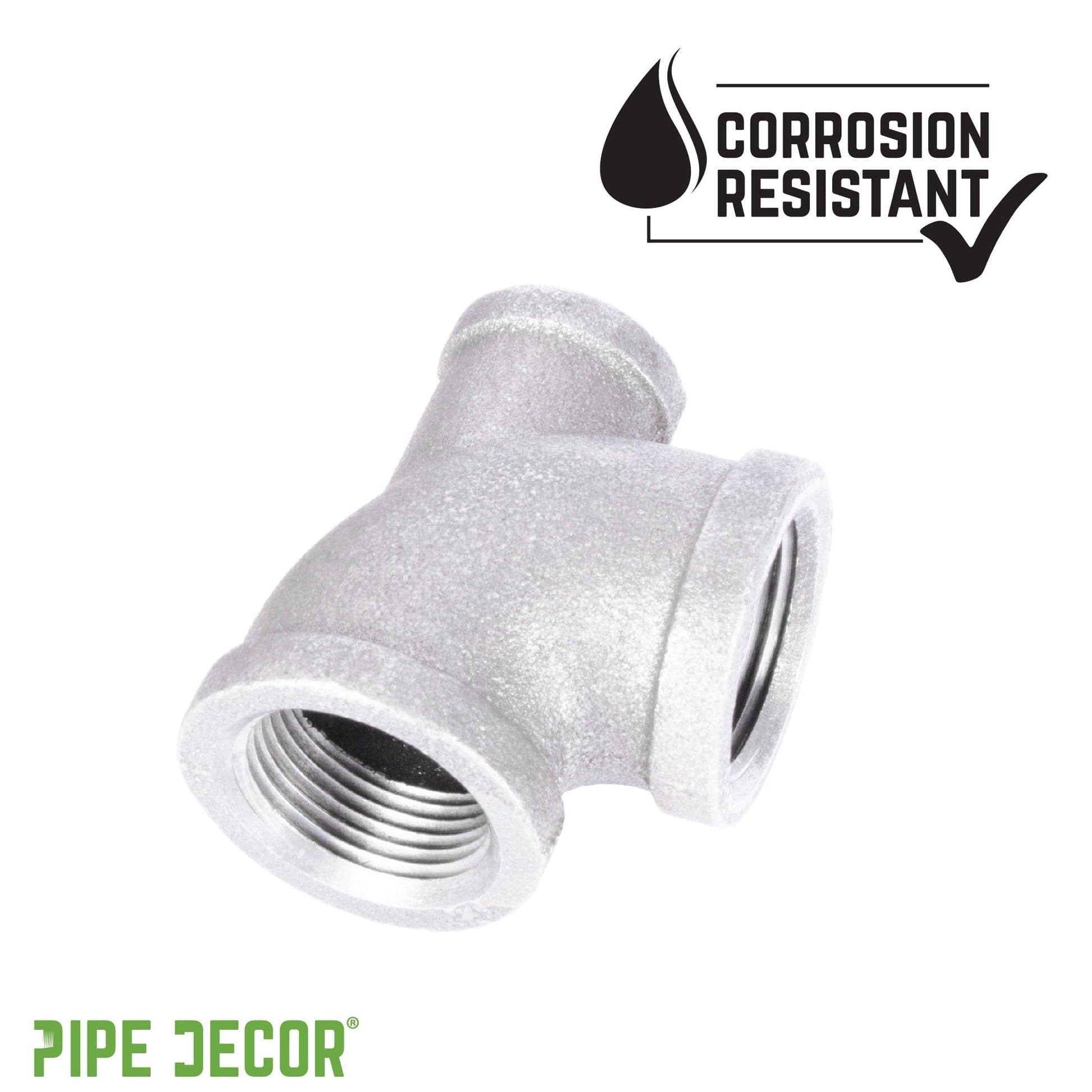1 in. x 1/2 in. x 1 in. Galvanized Reducing Tee PIPE DECOR