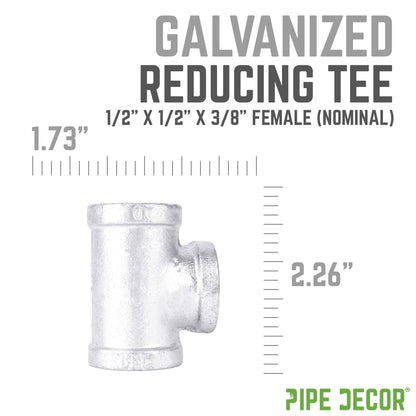 1/2 in. x 1/2 in. x 3/8 in. Galvanized Reducing Tee PIPE DECOR