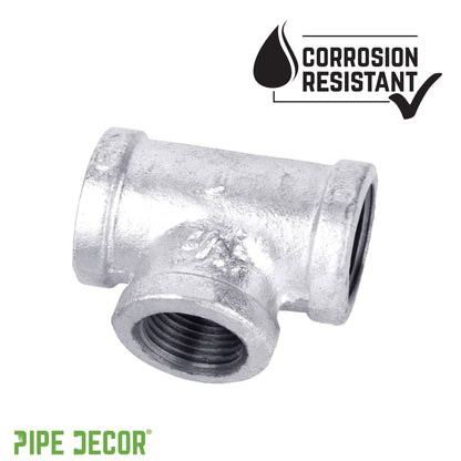 1/2 in. x 1/2 in. x 3/8 in. Galvanized Reducing Tee PIPE DECOR